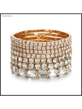 Crystal Stretch Bracelets Set Rhinestone Tennis Stackable Layered Jewelry